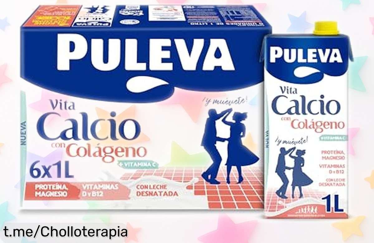 Leche desnatada Puleva con calcio y colágeno: ¡super chollo con pack 6x1L para fortalecer tus huesos, músculos y sentirte genial! Aprovecha esta oferta antes de que se acabe.
