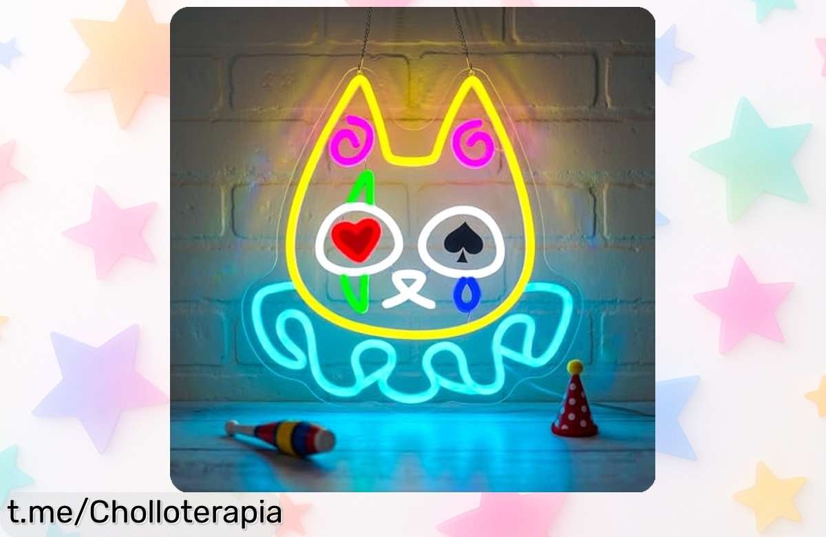 Letrero de neón de gato payaso Lxmoneon, un precio loco para iluminar tu espacio con diversión y alegría. ¡No te quedes sin el tuyo, la fiesta comienza aquí!