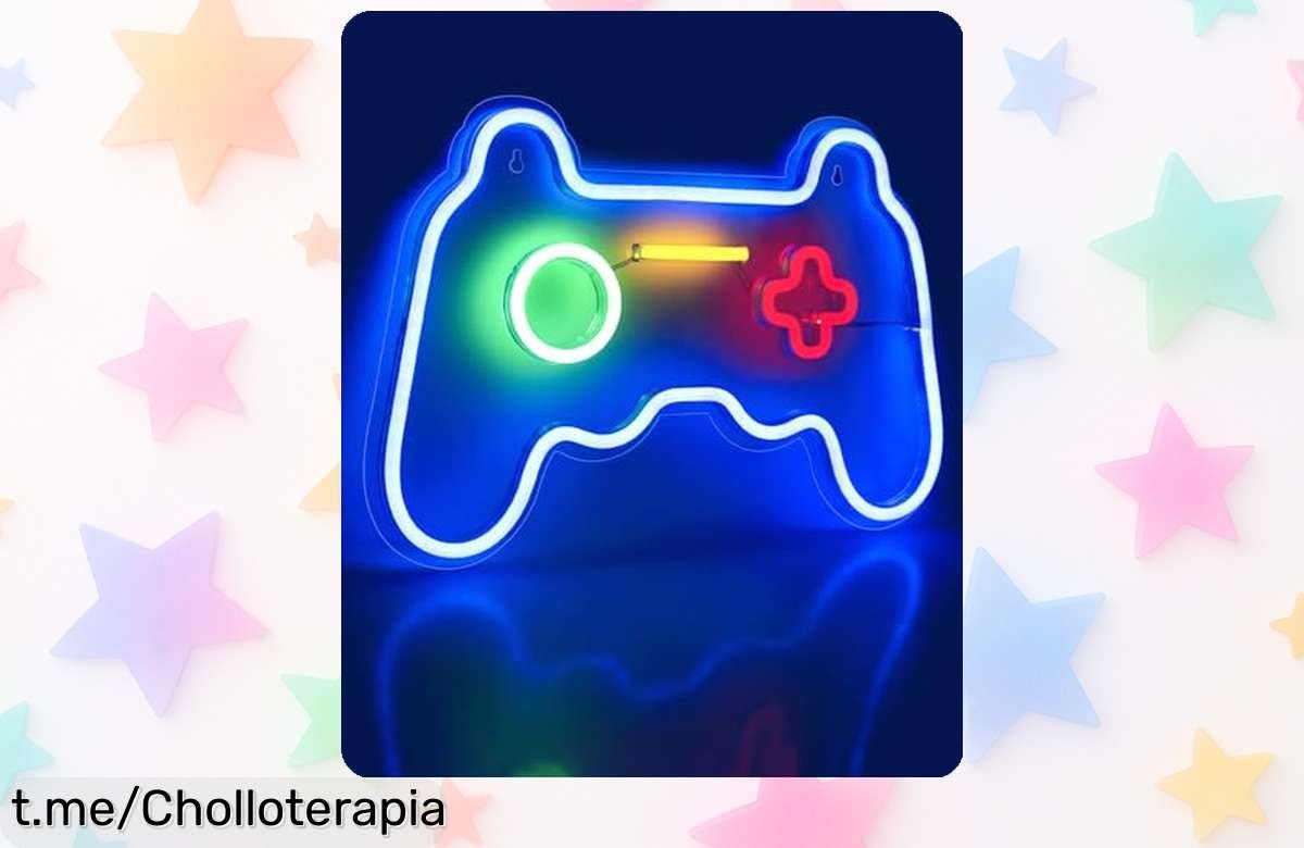 Letrero de neón gamer en forma de mando para que tu habitación brille y te llenes de buena onda: ¡ofertón solo por hoy!