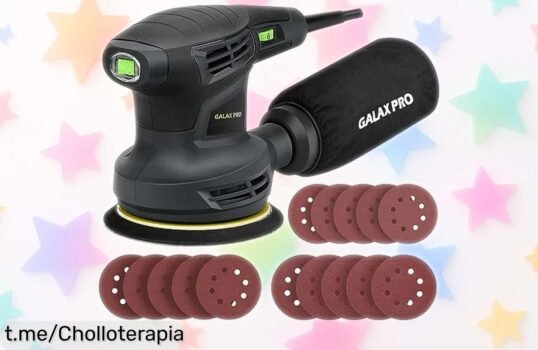 Lijadora orbital GALAX PRO de 280 W con velocidad regulable y 15 lijas: ¡aprovéchate de este precio de ganga antes que desaparezca! Ideal para tus proyectos soñados.
