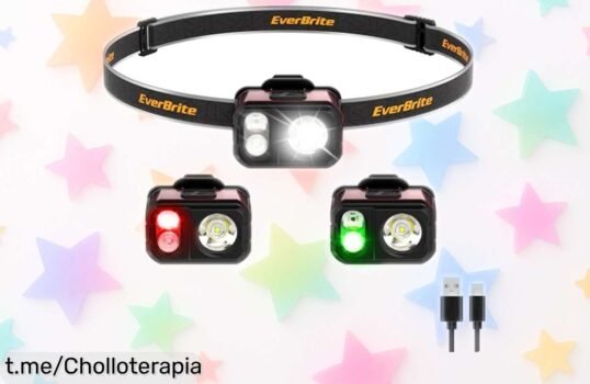Linterna frontal LED recargable EverBrite: energía en tus manos, con luz potente y resistencia al agua. ¡No dejes escapar este chollazo total antes que se agote!