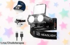 Linterna frontal LED recargable Smiling Shark con clip y giro de 180, ¡ahora a un precio loco! Aprovecha este chollazo para tus aventuras al aire libre.