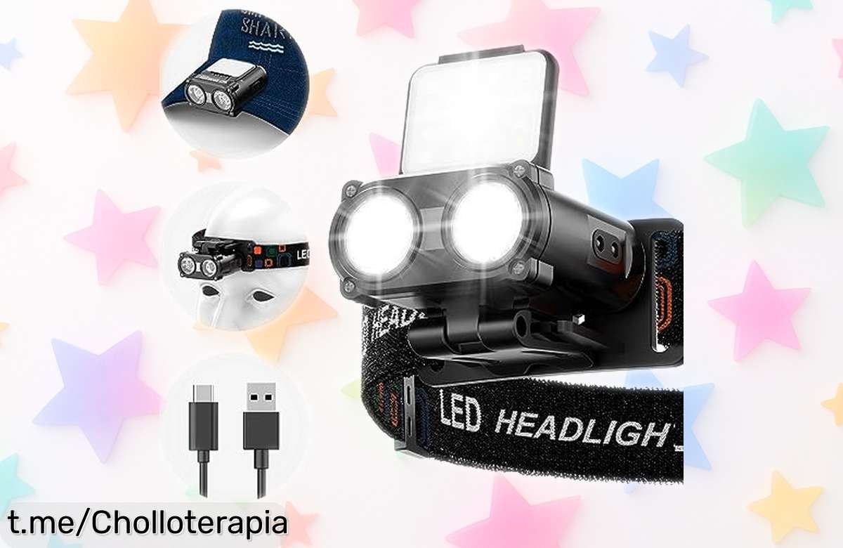 Linterna frontal LED recargable Smiling Shark con clip y giro de 180, ¡ahora a un precio loco! Aprovecha este chollazo para tus aventuras al aire libre.
