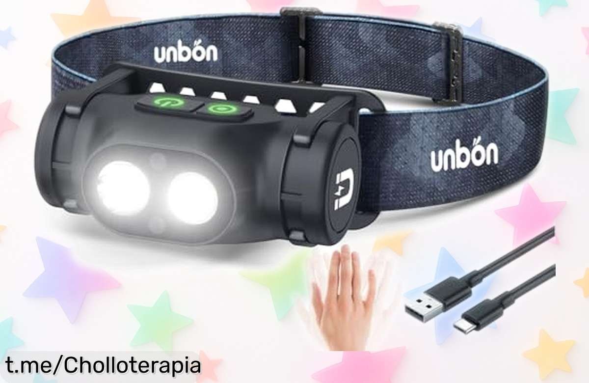 Linterna frontal LED recargable UNBON, potente y con sensor: ¡un chollazo que ilumina hasta 30 horas! Aprovecha este ofertón y no te quedes a oscuras.