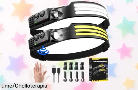 Linterna frontal LED recargable con sensor de movimiento y 6 modos: ¡las aventuras bajo la luz nunca fueron tan emocionantes! Aprovecha este chollazo antes de que se acabe.