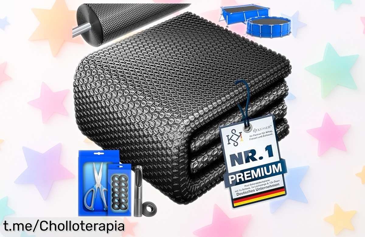 Lona solar KESSER para piscina redonda: calienta el agua 3-7°C y mantén tu piscina limpia a un precio loco que no querrás dejar escapar. ¡Disfruta más cada baño!
