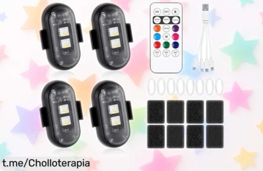 Luces LED inalámbricas vsshe para coche, moto y más; increíbles 8 colores y control remoto, ¡aprovecha este precio de escándalo antes que se agoten!