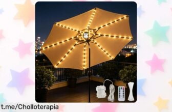 Luces mágicas para sombrilla con 104 LED y 8 modos de luz que transformarán tus cenas al aire libre; no te pierdas este precio de escándalo antes de que se acabe.
