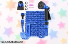 Manguera de jardín extensible LINGKY, 7,5 m que se estira hasta 3 veces y soporta 10 bar: ¡un super chollo con todo lo necesario para disfrutar regando sin preocupaciones!