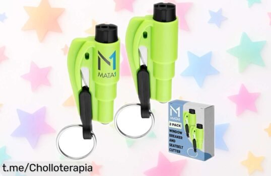 Martillos de emergencia 3 en 1 Mata1 para coche: pack de 2 a un precio de ganga que te rescatará en momentos difíciles, ¡no te quedes sin ellos y actúa ya!