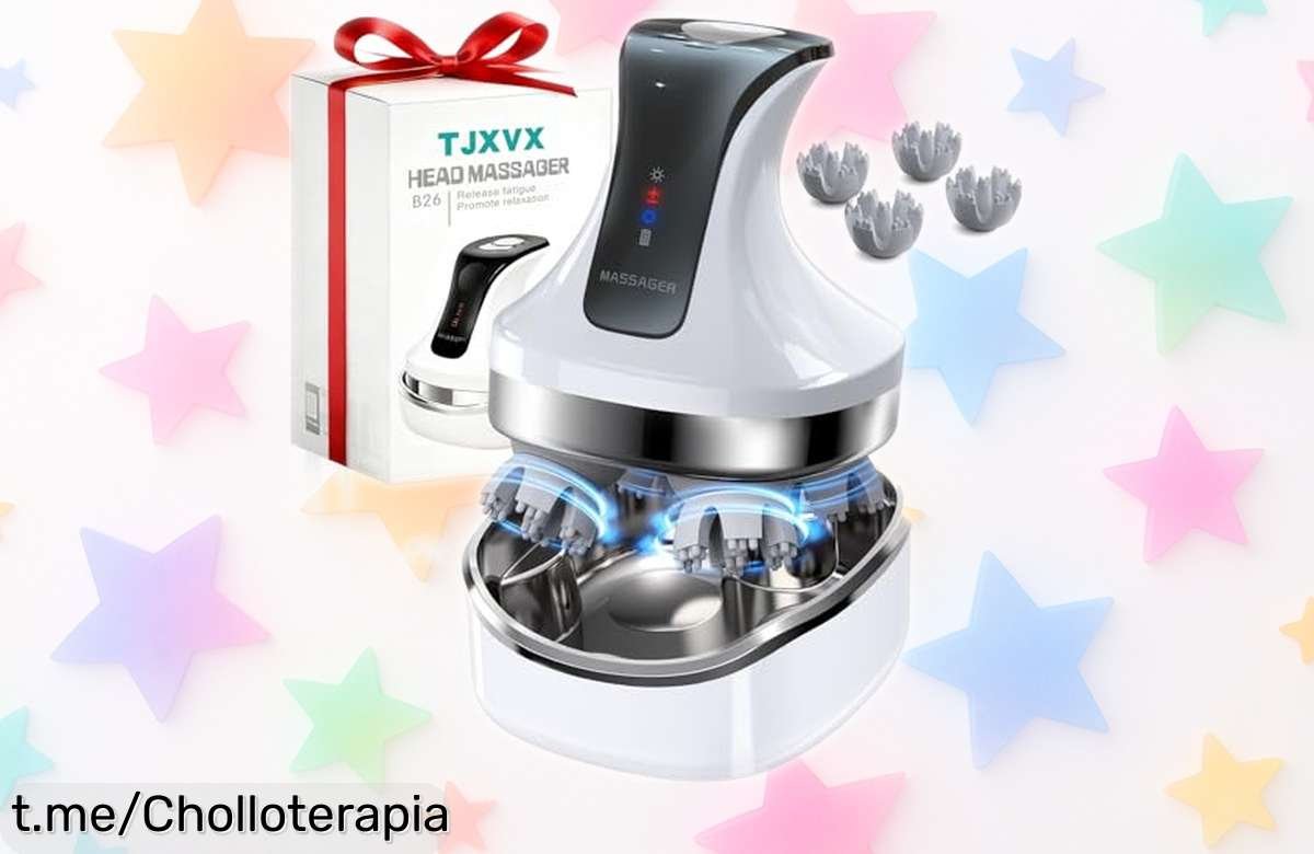 Masajeador eléctrico 4D para cuero cabelludo, cuello y hombros que reducirá tus tensiones; ¡hacemos caer el precio y es un chollo que no te puedes perder!
