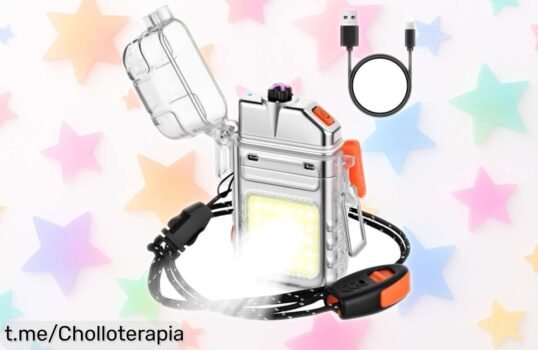 Mechero eléctrico recargable Vicloon con doble arco y linterna: ¡captura estos momentos únicos a un precio de ganga hoy mismo!