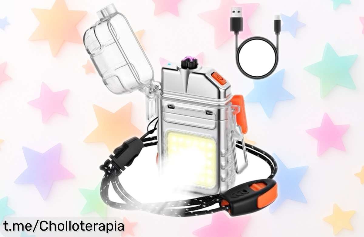 Mechero eléctrico recargable Vicloon con doble arco y linterna: ¡captura estos momentos únicos a un precio de ganga hoy mismo!