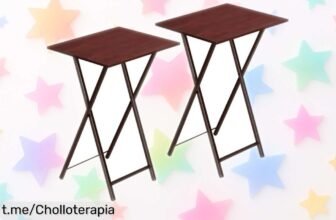 Mesa auxiliar plegable HOOBRO, ¡dos por el precio de una! Aprovecha este super chollo y añade funcionalidad a tu hogar sin que te cueste espacio ni dinero. ¡Hazla tuya ya!