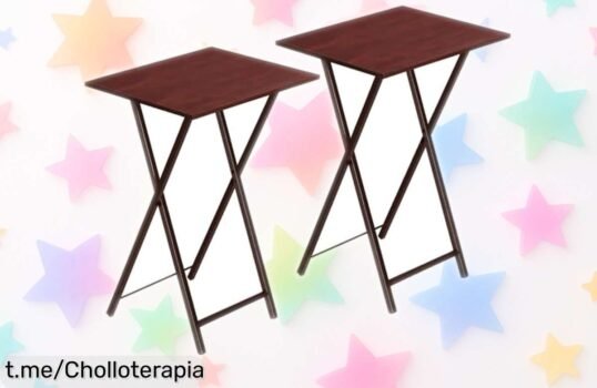 Mesa auxiliar plegable HOOBRO, ¡dos por el precio de una! Aprovecha este super chollo y añade funcionalidad a tu hogar sin que te cueste espacio ni dinero. ¡Hazla tuya ya!