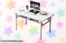 Mesa de escritorio plegable súper práctica para teletrabajo o gaming a precio de ganga, ¡no dejes escapar esta oportunidad y transforma tu estudio hoy mismo!