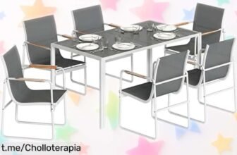 Mesa de jardín con 6 sillas Outsunny: ¡ofertón irrresistible para disfrutar tus comidas al aire libre con un precio muy bajo que no querrás dejar pasar!