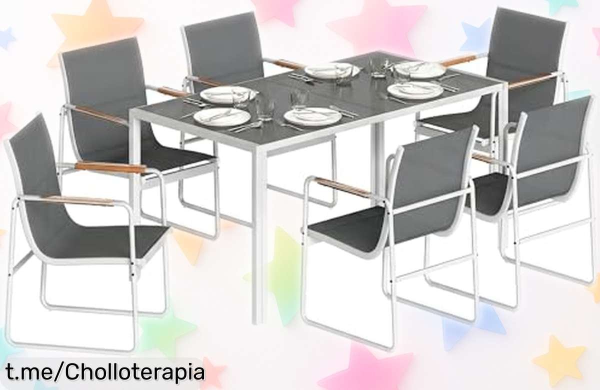 Mesa de jardín con 6 sillas Outsunny: ¡ofertón irrresistible para disfrutar tus comidas al aire libre con un precio muy bajo que no querrás dejar pasar!