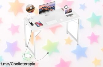 Mesa gaming compacta iSunirm con enchufes y USB integrados, ideal para estudiar o jugar sin ocupar espacio: ahora a un precio loco que no puedes dejar escapar. ¡Aprovecha esta oferta ya!