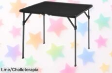 Mesa plegable cuadrada Amazon Basics: ¡El chollo portátil que transformará tu tiempo libre! Llévala al picnic o camping y sorpréndete con su facilidad de uso.