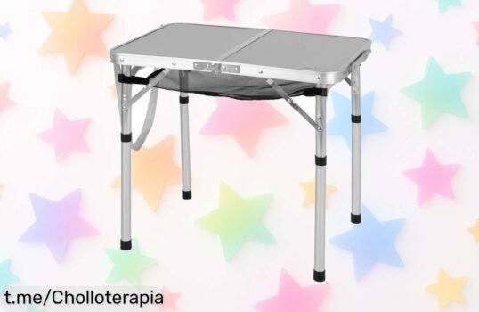 Mesa plegable de camping AKTIVE, revolucionaria para tus escapadas: ¡con malla extraíble y ahora a precio de ganga! Aprovecha esta oferta única y disfruta al máximo.