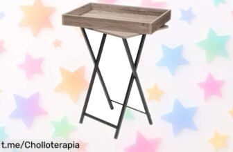 Mesita auxiliar de sofá HOOBRO: diseño industrial y bandeja extraíble, perfecta para tener todo a mano, ahora a precio de ganga que no querrás dejar escapar.
