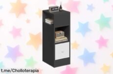 Mesita de noche moderna EUGAD 0010CTG con diseño compacto, ideal para dormitorios pequeños: aprovechá cada rincón y ten todo a mano. ¡No te la pierdas, es un chollo!