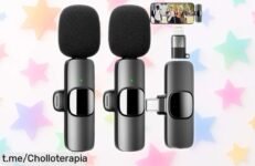 Micrófono inalámbrico de solapa compatible con iPhone y Android a precio loco, 16 horas de batería y sonido nítido; graba como un pro, ¡no te lo pierdas!