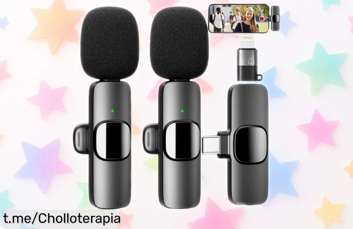 Micrófono inalámbrico de solapa compatible con iPhone y Android a precio loco, 16 horas de batería y sonido nítido; graba como un pro, ¡no te lo pierdas!