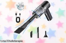 Mini aspirador portátil para coche y casa, ¡ofertón que no puedes dejar pasar! Aspira en seco y húmedo con carga USB. Tu aliado ideal contra el desorden a un precio muy bajo.