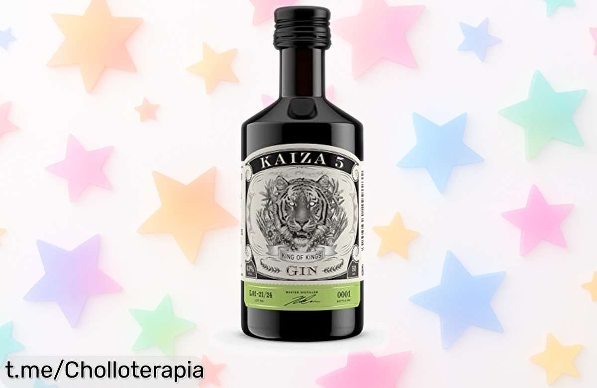 Mini botella de ginebra KAIZA 5 GIN, fresca y exótica: ¡prueba la premium sudafricana que todos aman! No te pierdas este chollazo total.