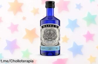 Mini botella de ginebra Kaiza 5 Blue Gin con un sabor único: super chollo floral y afrutado que no puedes dejar escapar, ¡hazte ya con ella antes de que se acabe!