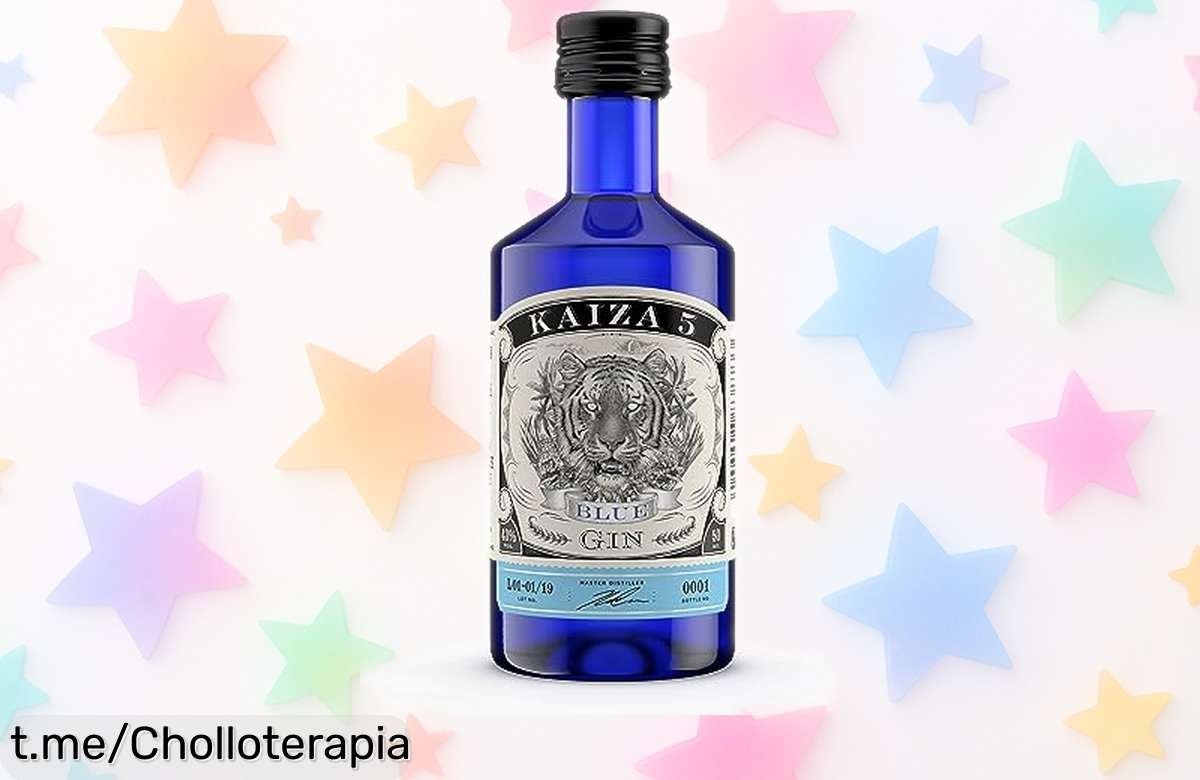 Mini botella de ginebra Kaiza 5 Blue Gin con un sabor único: super chollo floral y afrutado que no puedes dejar escapar, ¡hazte ya con ella antes de que se acabe!
