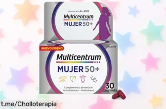 Multivitamínico Multicentrum Mujer 50+ con 13 vitaminas y 11 minerales, precio loco para que te sientas fuerte y llena de energía. ¡No dejes pasar este super chollo!