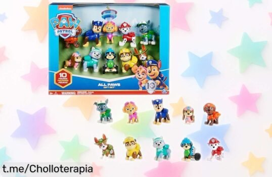 Pack de 10 figuras de la Patrulla Canina, edición aniversario, ¡un super chollo para que tus peques creen aventuras increíbles con sus héroes favoritos! No te lo pierdas.