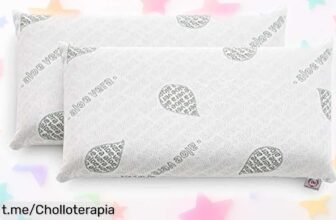 Pack de 2 almohadas viscoelásticas Textilhome con Aloe Vera, un super chollo que transformará tus noches en sueños cómodos y frescos. ¡Aprovecha antes de que se agoten!