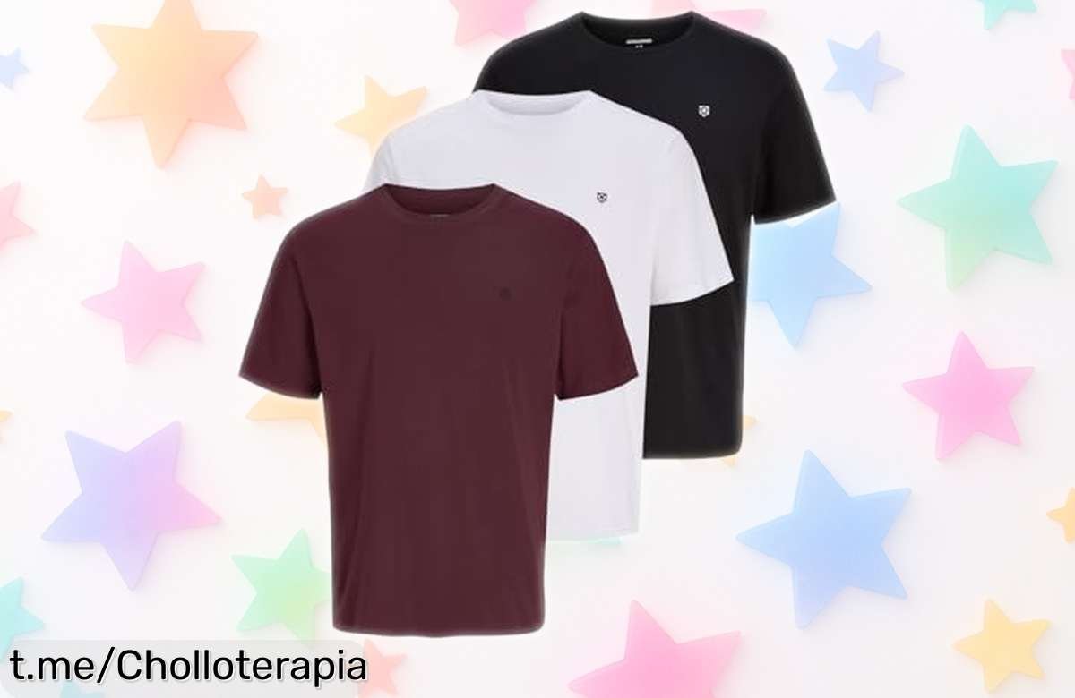 Pack de 2 camisetas básicas Jack & Jones a precio de ganga, perfectas para cambiar tu look diario con estilo y sin vaciar la cartera. ¡No te quedes sin las tuyas!