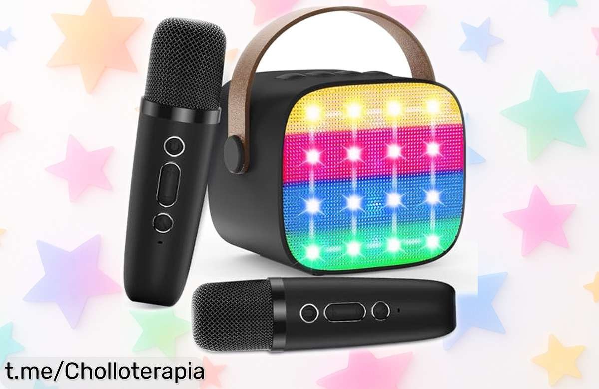 Pack de 2 micrófonos karaoke infantiles inalámbricos con altavoz Bluetooth: ¡diversión instantánea para tus fiestas, regalo que hará brillar a los peques!