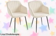 Pack de 2 sillas Goeurvant con reposabrazos: diseño increíble y resistencia total, a un precio rebajado que hará sonreír tu salón. ¡No dejes pasar este super chollo!