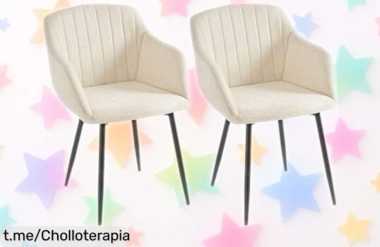 Pack de 2 sillas Goeurvant con reposabrazos: diseño increíble y resistencia total, a un precio rebajado que hará sonreír tu salón. ¡No dejes pasar este super chollo!