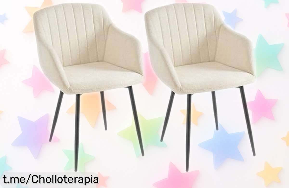 Pack de 2 sillas Goeurvant con reposabrazos: diseño increíble y resistencia total, a un precio rebajado que hará sonreír tu salón. ¡No dejes pasar este super chollo!