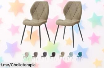 Pack de 2 sillas tapizadas GrandCA HOME, respaldo curvo y diseño elegante a precio rebajado. ¡Dale estilo a tu comedor y disfruta de esta oferta increíble ya!