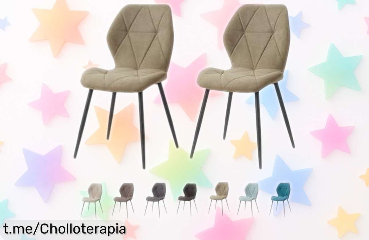 Pack de 2 sillas tapizadas GrandCA HOME, respaldo curvo y diseño elegante a precio rebajado. ¡Dale estilo a tu comedor y disfruta de esta oferta increíble ya!