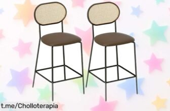 Pack de 2 taburetes de bar HOMCOM con respaldo boho, ¡perfectos para tu cocina! Aprovecha este precio de ganga y dale un toque especial a tus momentos en casa.