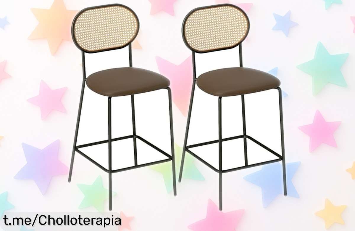 Pack de 2 taburetes de bar HOMCOM con respaldo boho, ¡perfectos para tu cocina! Aprovecha este precio de ganga y dale un toque especial a tus momentos en casa.