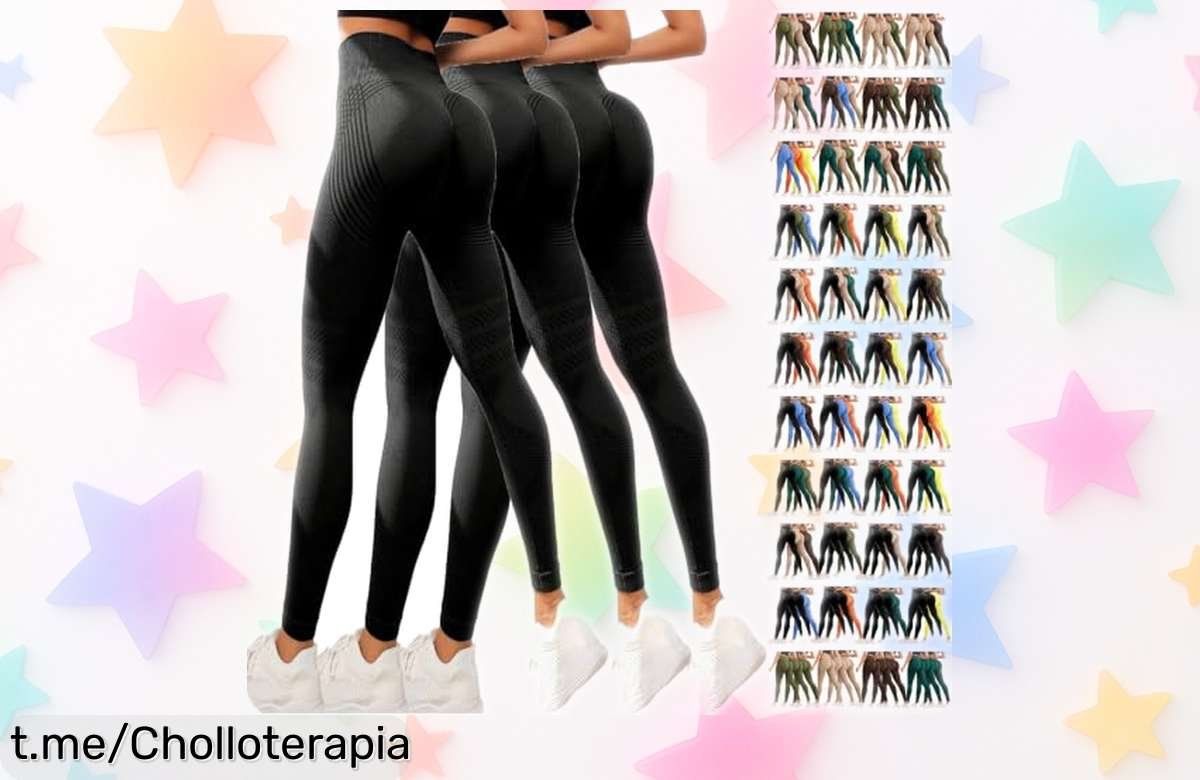 Pack de 3 leggings deportivos con efecto anticelulítico 3D a precio loco, entrenar y realzar tu figura nunca fue tan fácil: ¡no te quedes sin el tuyo ahora!