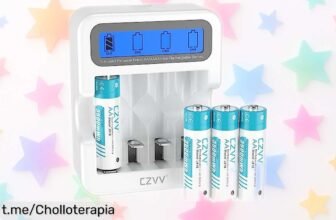 Pack de 4 pilas recargables AA con cargador LCD czvv: la solución perfecta para un gasto zero en pilas. ¡Aprovecha esta oportunidad y nunca más te quedes sin energía!