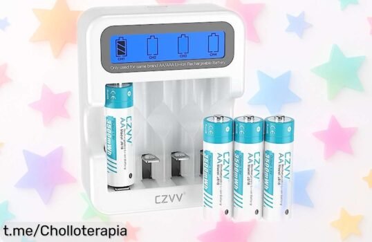 Pack de 4 pilas recargables AA con cargador LCD czvv: la solución perfecta para un gasto zero en pilas. ¡Aprovecha esta oportunidad y nunca más te quedes sin energía!