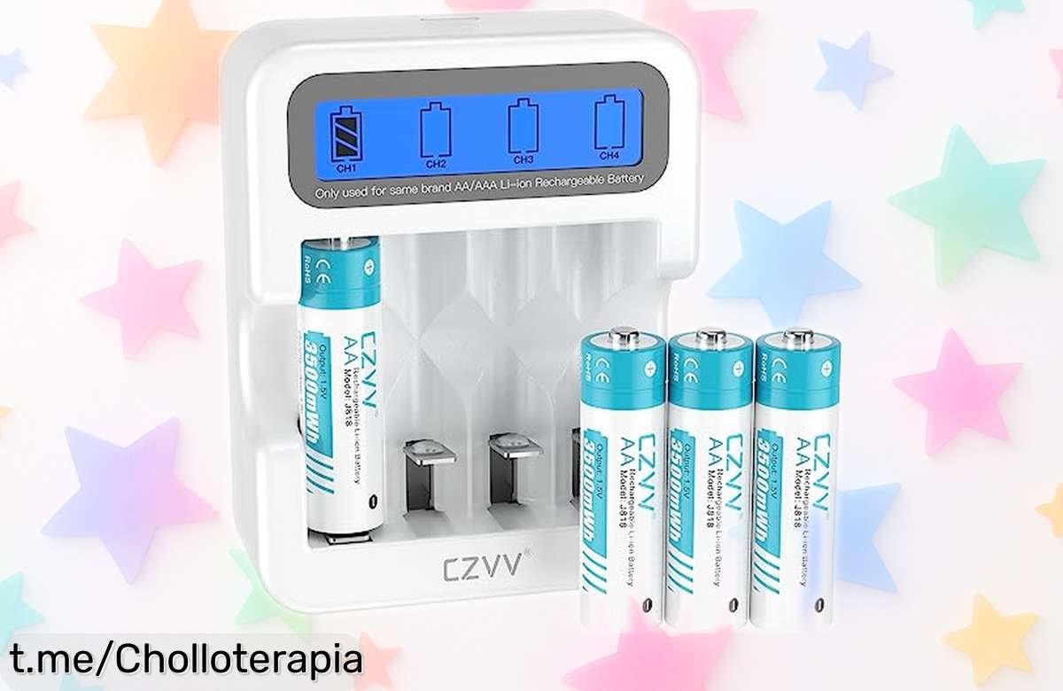 Pack de 4 pilas recargables AA con cargador LCD czvv: la solución perfecta para un gasto zero en pilas. ¡Aprovecha esta oportunidad y nunca más te quedes sin energía!