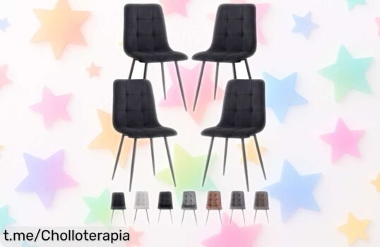 Pack de 4 sillas GrandCA HOME que transformarán tu comedor a un precio loco, montadas en un abrir y cerrar de ojos. ¡No dejes pasar esta oportunidad y dale nueva vida a tu hogar!
